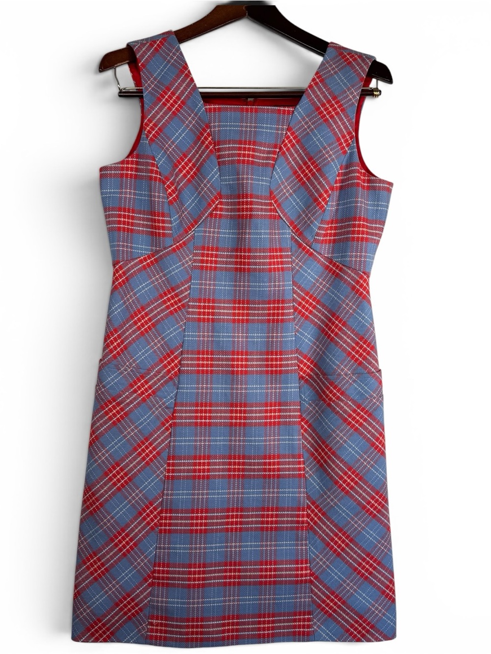 Brooks Brothers Plaid Cotton Mod Shift Dress Pockets Size 8